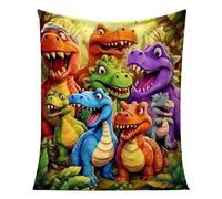 Soft and fun blanket with a cute smiling dinosaur design, made of high-definition digitally printed flannel. Suitable for children's family bedrooms and sofa beds. (60 * 50 inches)