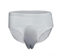 Soft and Stretchy Men's Camel Toe Briefs with Hiding Gaff in Ice Silk Fabric (XXL White grey)