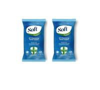 Soft Anti-Bacterial Hand Wipes - Pack of 2 (15 x 2 Sheets) Biodegradable, Alcohol-Free, Fragrance-Free, Skin Friendly, Moisturising, 100% Plastic Free Travel Wet Wipes