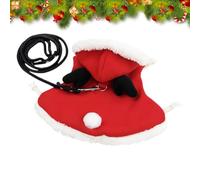 Soft Antlers Rabbit Cloak Christmas Elf Rabbit Clothes Red Mantle Pet Outfit Xmas Rabbit Cape Costume Warm Deer Antler Bunny Mantle Cape with Leash for Guinea Pig Ferret Kitten Chihuahua Mini Dog
