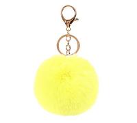 Soft Artificial Faux Rabbit Fur Keychain Plush Ball, Car Keyring Bag Pendant Pom Fluffy Key Chains, Fluffy Key Ring Pom Fluffy Key Chains(yellow)