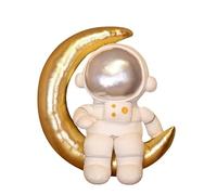Soft Astronaut Plush Toy Doll with Golden Moon, 35cm Stuffed Space Plush, Cute Astronaut Bear Doll for Kids, Ideal for Bedtime and Décor