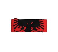 Soft Baby Albanian flag Bow Headband for Infants - Stylish, Elastic Polyester Hairband for 0-6 Months