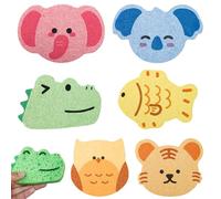 Soft Baby Bath Sponge 6 PCS - Natural Gentle Shower Massage Sponges in Cute Animal Shapes for Newborn and Toddler