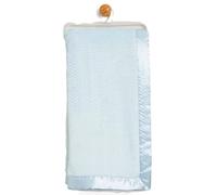 Soft Baby Blanket with Chevron Pattern, Light Blue, Satin Trim