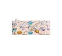 Soft Baby Girls Bow Headband, Cute Headwear Rocket Ship & Planets Print Hairband for Newborn, Infant, Toddler