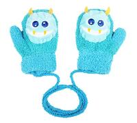 Soft Baby Girls Boys Kids Toddler Children Babies Knit Fleece Thermal Warm Winter Outdoor Ski Hand Warmers Gloves Feather Animal Mitts Mittens 1 2 Years (Turquoise Monster)