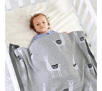 Soft Baby Knitted Blanket for Newborn, Surwin Cute Alpaca Printing 100% Cotton Warm Nursing Blanket Sleep Sack Stroller, Birthday Gift for Kids Boys and Girls (100x80cm,Gray)