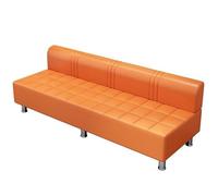 Soft Back Waiting Room Bench PU Leather Sofa with Stainless Steel Legs 2 Sizes & 4 Colors Upholstered Guest Seating for Airport Barbershop Lobby Home (140cm/55in)