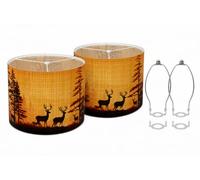 Soft bamboo lampshade for table & floor lamps, no-tool setup, warm mild light, sleek minimalist appearance (2, Bamboo print deer)