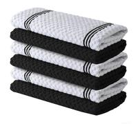 Soft Bar Towels 6-Pack 30cm Machine Washable(Black Stripe) | Terry cloth weave design, high water absorption, dries dishes fast, lint free, machine washable cold