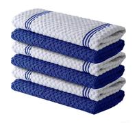 Soft Bar Towels 6-Pack 30cm Machine Washable(Blue Stripe) | Terry cloth weave design, high water absorption, dries dishes fast, lint free, machine washable cold