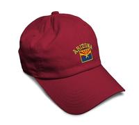 Soft Baseball Cap Arizona State Flag Letters United States Cotton Embroidered Dad Hats for Men & Women, Burgundy Design Only, One size