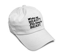 Soft Baseball Cap Wake up Beauty Time to Beast B Embroidery Humor Beast Cotton Dad Hats for Men & Women, White Design Only, One size