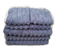 Soft Bath Towels Set, Microfiber Ribbed Oversized Bath Towels Extra Large for Bathroom, Home, Hotel, Spa, Beach, Pool, Gym (8-Piece Towel Set, Blue)