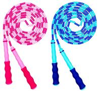 Soft Beaded Jump Rope, Adjustable Tangle - Free Segmented Fitness Skipping Rope for Men, Women and Kids Keeping Fit, Training, Workout and Weight Loss - 9 Feet (2-Pack)