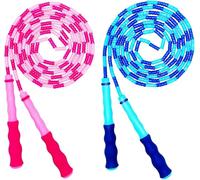 Soft Beaded Jump Rope, Adjustable Tangle - Free Segmented Fitness Skipping Rope for Men, Women and Kids Keeping Fit, Training, Workout and Weight Loss - 9 Feet (2-Pack)-Ling