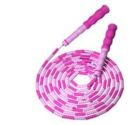 Soft Beaded Jump Rope for Kids Women, Tangle-Free Skipping Rope, Adjustable Jumprope, Workout Jump Rope (Pink)