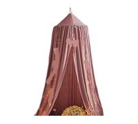 Soft Bed Canopy Kids Mosquito Net Girls Princess Hanging Dome Tent with Hook Sticker Room Decor for Bedrooms Reading Corners(SOYA Red)