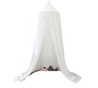 Soft Bed Canopy Kids Mosquito Net Girls Princess Hanging Dome Tent with Hook Sticker Room Decor for Bedrooms Reading Corners(White)