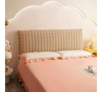 Soft Bed Headboard Protector Pad, Square Grid Milk Velvet Cushion for Reading Support, Anti-Bump Wall Guard with Elastic Straps(Brown,100cm)
