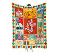 Soft Bicycle Blanket for Couch Bed Cozy Microfiber Fleece Flannel Bike Throw Blanket Gifts for Cycling Lover Kids Boys Girls Adults (Bike03, 130cm x 150cm(50'' x 60''))