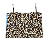 Soft Bird Hammock Bed, Warm Pet Hanging Nest Tent Hut with Stainless Steel Hooks, Two - Door Tunnel Design for Small Birds and Hamsters, Canvas and Lamb Wool Interior (Leopard Print)