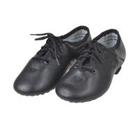 Soft Black and Brown Dance Shoes Jazz Men DIY Women Party Sneaker(Black Leather,2.5)