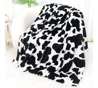 Soft Black and White Blanket Throw Cow Print Gifts Stuff 50x60inch Lightweight Cozy Fuzzy Fleece Blanket for Women Men Teenage Girls Boys Bed Couch