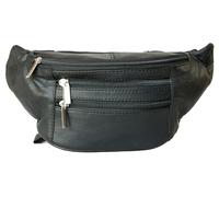 Soft Black Leather Fanny Pack with Four Pockets and Fabric Lining No Tags or Words, black, standard size, Classic