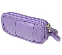 Soft Black Red Pink Purple Goat Leather Double Spectacle Glasses Case with Belt Loops - Key Ring Loop