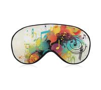 Soft Blackout Sleep Eye Mask Abstract Music Themed Travel Eye Covers Zero Eye Pressure Super Lightweight Silky Soft Blindfold with Adjustable Strap for Women Men