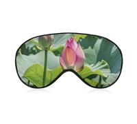 Soft Blackout Sleep Eye Mask Beautiful Lotus Flowers Travel Eye Covers Zero Eye Pressure Super Lightweight Silky Soft Blindfold with Adjustable Strap for Women Men