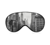 Soft Blackout Sleep Eye Mask Black and White New York Travel Eye Covers Zero Eye Pressure Super Lightweight Silky Soft Blindfold with Adjustable Strap for Women Men