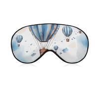 Soft Blackout Sleep Eye Mask Blue Hot Air Balloon Travel Eye Covers Zero Eye Pressure Super Lightweight Silky Soft Blindfold with Adjustable Strap for Women Men