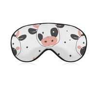 Soft Blackout Sleep Eye Mask Cartoon Cow Print Travel Eye Covers Zero Eye Pressure Super Lightweight Silky Soft Blindfold with Adjustable Strap for Women Men