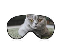 Soft Blackout Sleep Eye Mask Cat on Carpet Travel Eye Covers Zero Eye Pressure Super Lightweight Silky Soft Blindfold with Adjustable Strap for Women Men