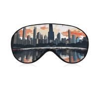 Soft Blackout Sleep Eye Mask Chicago Skyline Travel Eye Covers Zero Eye Pressure Super Lightweight Silky Soft Blindfold with Adjustable Strap for Women Men