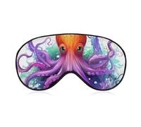 Soft Blackout Sleep Eye Mask Colorful Octopus Travel Eye Covers Zero Eye Pressure Super Lightweight Silky Soft Blindfold with Adjustable Strap for Women Men