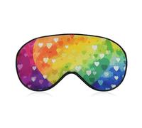 Soft Blackout Sleep Eye Mask Colorful Rainbow Love Heart Travel Eye Covers Zero Eye Pressure Super Lightweight Silky Soft Blindfold with Adjustable Strap for Women Men