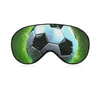 Soft Blackout Sleep Eye Mask Cool Soccer Ball Travel Eye Covers Zero Eye Pressure Super Lightweight Silky Soft Blindfold with Adjustable Strap for Women Men
