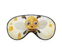 Soft Blackout Sleep Eye Mask Cute Bees Honey Travel Eye Covers Zero Eye Pressure Super Lightweight Silky Soft Blindfold with Adjustable Strap for Women Men