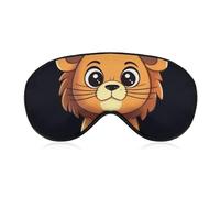Soft Blackout Sleep Eye Mask Cute Cartoon Lion Travel Eye Covers Zero Eye Pressure Super Lightweight Silky Soft Blindfold with Adjustable Strap for Women Men