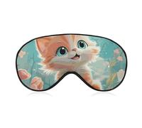 Soft Blackout Sleep Eye Mask Cute Cats Travel Eye Covers Zero Eye Pressure Super Lightweight Silky Soft Blindfold with Adjustable Strap for Women Men