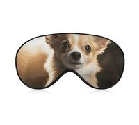 Soft Blackout Sleep Eye Mask Cute Chihuahua Travel Eye Covers Zero Eye Pressure Super Lightweight Silky Soft Blindfold with Adjustable Strap for Women Men