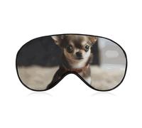 Soft Blackout Sleep Eye Mask Cute Chihuahua Travel Eye Covers Zero Eye Pressure Super Lightweight Silky Soft Blindfold with Adjustable Strap for Women Men