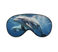 Soft Blackout Sleep Eye Mask Cute Dolphins Travel Eye Covers Zero Eye Pressure Super Lightweight Silky Soft Blindfold with Adjustable Strap for Women Men