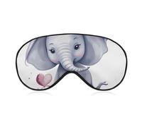 Soft Blackout Sleep Eye Mask Cute Elephant Travel Eye Covers Zero Eye Pressure Super Lightweight Silky Soft Blindfold with Adjustable Strap for Women Men