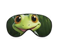 Soft Blackout Sleep Eye Mask Cute Frog Travel Eye Covers Zero Eye Pressure Super Lightweight Silky Soft Blindfold with Adjustable Strap for Women Men
