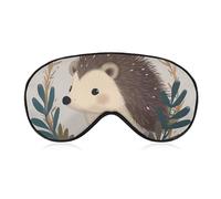 Soft Blackout Sleep Eye Mask Cute Little Hedgehog Travel Eye Covers Zero Eye Pressure Super Lightweight Silky Soft Blindfold with Adjustable Strap for Women Men